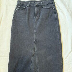 GAP Black washed denim pencil maxi skirt